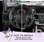 Kuromi Steering Wheel Cover, Official Sanrio Car Steering Wheel Cover with Easy Clip-on Car Air Freshener – Cute and Long-Lasting Kuromi Air Freshener for Car, Odor Eliminator, Fun Scents