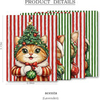 Christmas Orange Tabby Cat Car Air Freshener 4 Pcs, Cute Xmas Tree Kitten Hanging Scents Air Freshener for Women Gifts, Cat Lover Gifts Scented Car Accessories Decor for Room Closet Drawer