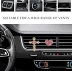 2 PCS Bling Car Vent Clip, Crystal Rhinestone Cross and Heart Car Air Fresheners Vent Clips, Diamond Car Air Conditioner Outlet Decoration Charm for Women, Car Accessories (Pink)