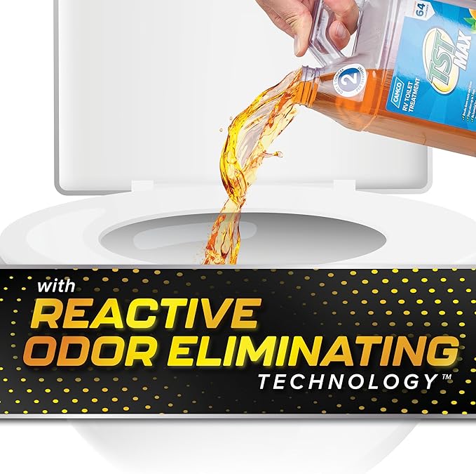 Camco TST MAX RV Toilet Treatment 1-Gallon - Control Unwanted RV Sewer Odors & Break Down Waste and RV Toilet Paper - Biodegradable Septic Safe Formula - Orange Scent (41173)