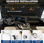 EcoNour Semi Truck Windshield Sunshade, Foldable 2-Piece Car Sunshade Reflects UV and Heat, 240T Polyester Silver-Coated Sun Shade for Semi Trucks and Large Vehicles, Front Window Sun Shade 40 x 32 In