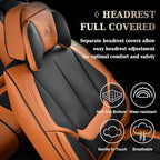 Coverado Universal Seat Covers Front, 2-Pack Universal Seat Covers for Cars, Waterproof Nappa Leather Car Seat Covers with Head Pillow, Auto Protectors Fit for Most SUV Pick-up Truck-Black&Brown