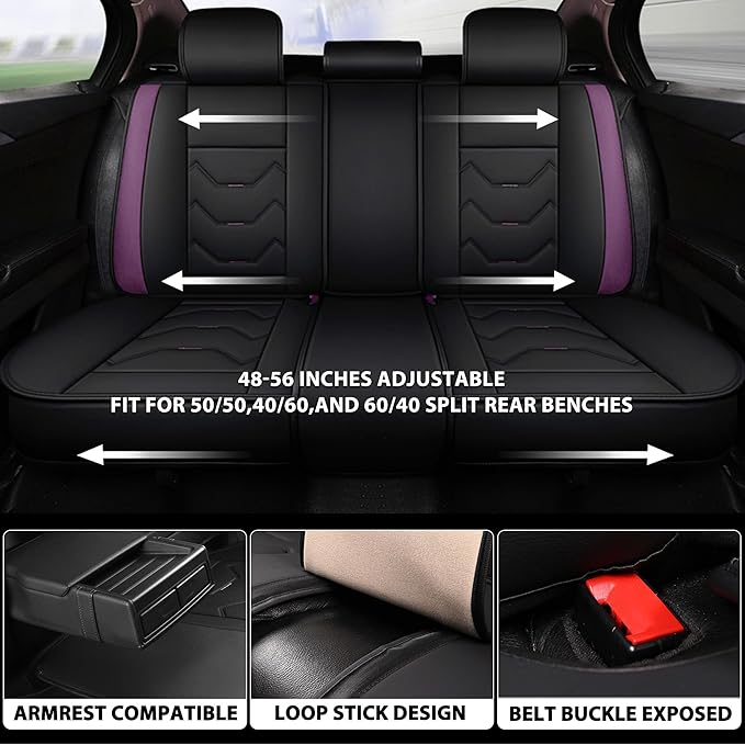 otoez Leather Seat Covers for Car Full Set, 5 Seat Car Seat Cover, Waterproof Automotive Seat Covers, Universal Seat Protector for Most Cars SedensTrucks SUVs (Dark Purple)
