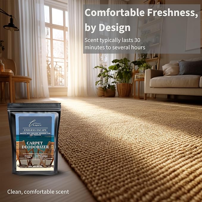 Lapew Endless Escape Carpet Deodorizer Powder - Pet Safe Freshener for Vacuuming | Scented Odor Eliminator for Home | 36 oz