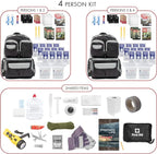 Emergency Zone 2 & 4 Person 72 Hour Survival Kit | Bug Out Bag with Food, Water, First Aid, Emergency Shelter, Survival Gear - Disaster Preparedness Go Bag for Earthquake, Hurricane, Car, Home