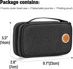 CURMIO Insulated Insulin Cooler Travel Case, Double Layer Diabetic Supplies Storage Bag with Detachable Pouches for Diabetic Medication and Ice Packs, Black, Empty Bag Only