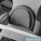 Skechers Lumbar Pillow Premium Memory Foam, Double-Layer-Office Chair Cushion for Tailbone Pain Relief,Butt Pillow for Office Chair,Car seat Cushion,Long Sitting Office Workers,and Car Drivers,Grey
