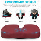 FORTEM Seat Cushion, Office Chair Cushion, Desk Chair Memory Foam, Sciatica Coccyx Tailbone Pain Relief, Pressure Relief, Sitting Pad, for Long Gaming & Sitting, Washable Cover, Non Slip, XL