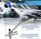 Pressure Washer Extension Wand Dual-Connector Tool, 1/4 Inch Quick Connect Switch Double Tip Attachment for Foam Cannon, Power Washer Extension Cleaner Accessory for Home, Boat and Car Washing