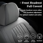 Coverado Front Seat Covers, Car Seat Cover, Gray Seat Covers for Cars, 2PCS Car Seat Protector,Waterproof Faux Leather Car Seat Cushion, Luxury Seat Cushions, Auto Seat Covers Fit for Most Vehicles