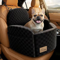 Dog Car Seat for Small/Medium Dogs Up to 35 lbs, Elevated Memory Foam Dog Booster Seat with 2 Safety Belts, Travel Safety Pet Car Seat with Detachable Washable Cover and Storage Pockets (Black/Black)