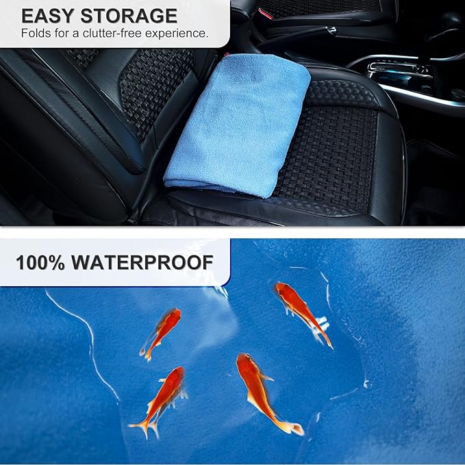 Waterproof Sweating Car Seat Cover for Post Gym Workout, Running, Swimming, Beach and Hiking, Universal Fit Non-Slip Bucket Seat Protector for Cars SUV Trucks, Machine Washable (Light Blue)