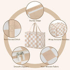 Checkered Insulated Grocery Bags 2 Pack, Checkerboard Cooler Shopping Bags for Groceries, Insulated Bags for Food Delivery