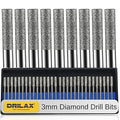 Drilax 30-Pc 3mm (1/8") Diamond Drill Bit Set | Dremel Compatible Wet Rotary Tool Bits for Jewelry Making, Sea Glass, Shells, Gemstones, Glass, Stone | Incl. Storage Case