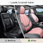 Coverado Seat Covers, Car Seat Covers Front Seats, Leather Seat Covers for Cars, Car Seat Protector Waterproof, Gray Car Seat Cushion, Front Carseat Cover Universal Fit for Most Cars Pink