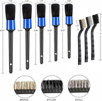 10pcs Detailing Brush Set, Multi-Purpose Car Detailing Brushes for Cleaning Car Interior, Exterior, Engine, Leather, Including 5 car Cleaning Brush, 3 Wire Brush, 2 Air Vent Brush,Blue