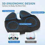 Sytopia Extra Large Office Chair Cushion, 19" x 17" Ergonomic Memory Foam Seat Cushion, Pressure Relief for Tailbone Pain, Sciatica & Hip Pain, Booster Pad for Sitting & Driving, Black