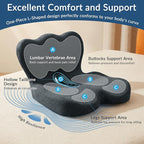 Exclusivo Mezcla Memory Foam Seat Cushion, Ergonomic Tailbone Pain Relief Cushions, Non-Slip Seat Pad for Office Chair and Car Seat, Black