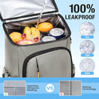 Cooler Backpack - 40 Cans Insulated Leak Proof Backpack Cooler Portable Picnic Camping Beach Hiking BBQ Picnic Bag for Men and Women -Grey