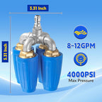 4-in-1 Turbo Nozzle Pressure Washer, Quadruple Turbo Nozzle for Power Washer, 360° Rotating Turbo Nozzle Tip with 1/4" Quick Connect, 2.0 Orifice, 4000 PSI, 4-6 GPM
