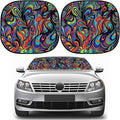 Moukeren 2 PCS Windshield Sun Shade for Car Foldable Window Covers for Car Accessories Reflect UV Sun Heat Protector for Universal Cars SUV Truck RV (Abstract, 31.75 x 28.75 Inch)