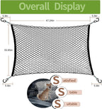 Car Dog Barrier Net, Hook Up Elastic Envelope Luggage Net (47.24" x 33.85") Dual Layer Safety Net for Pet Dog Vehicle Universal Mesh Barrier Guard Blocks Access to Car Front Seats Organiser Bag