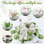 Crochet Car Air Freshener, Cute Crochet Plant for Rear View Mirror, Handmade Car Mirror Hanging Accessories, Plant Botanical Fern Leaf Design with 10ml Refillable Glass Essential Oil Bottle for Home