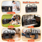 Cat Carrier Bag Large for Travel: 2-in-1 Cat Carrier Soft with Litter Box 34x13x16in Secure The Car Seat for 2 Cats Travelling Design Long Trips Ride