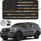 Autoamerics 1-Piece Windshield Sun Shade Dark Camo American Flag USA Design - Foldable Car Front Window Sunshade for Most Sedans SUV Truck - Blocks Max UV Rays and Keeps Your Vehicle Cool - Medium