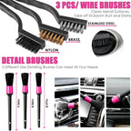 Viewsun 20PCS Car Cleaning Kit, Pink Car Interior Detailing Kit with Drill Brush Set, Windshield Cleaning Tool, Detailing Brushes, Wire Brushes, Cleaning Gel, Complete Cleaning Supplies for Women