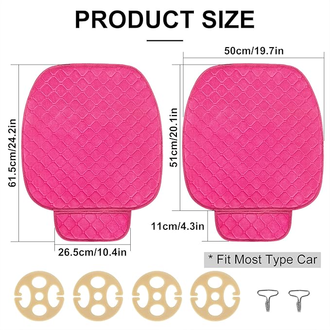surpassme Car Seat Covers Universal Seat Covers for Car Accessories with Storage Pockets, Car Front Seat Covers and Rear Bench Coverfor Automotive, SUV, Truck, and Van(Pink)