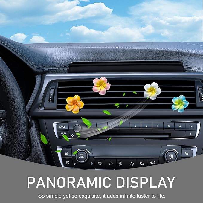 4PCS Flower Car Air Freshener Vent Clips, Cute Air Conditioning Outlet Clips, Colorful Pentapetal Flower Cars Vent Clip, Auto Air Vent Decoration Accessories (White+Pink+Orange+Blue)