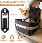 PETSFIT Dog Booster Car Seat for Small/Medium Dogs Up to 35 lbs – Patented Safety System, 6" Memory Foam Pet Car Seat, Fully Detachable and Washable Cover, Front/Back Seat Travel Booster (Black)