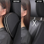 Car Headrest Pillow 100% Memory Foam, Breathable Removable Leather Cover, Premium Seat Support Head Neck Cushion for Driving Travel Home Office, Black, 2 Pack