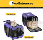 Cat Carrier Airline Approved, Soft-Sided Dog Carrier with Inner Safety Leash, Pet Transport Carrier for Small-Medium Cats Puppies up to 15 Lbs, Collapsible Travel Kitten Carrier Bag -Purple M