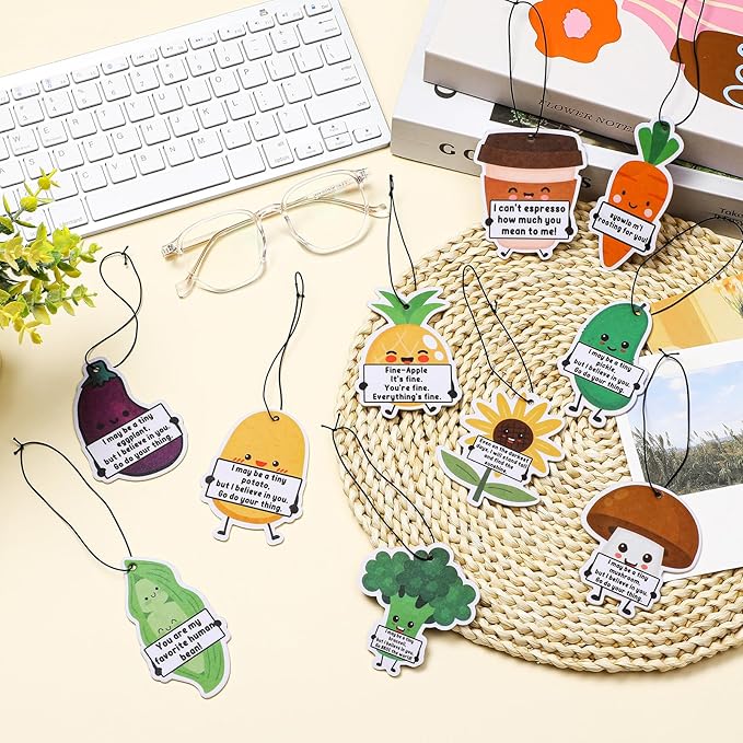 20 Pcs Positive Car Air Fresheners Bulk Employee Appreciation Gift Funny Car Hanging Ornament Scented Incense Chip Dietician Appreciation Gifts for Driver Staff Teacher Nurse Team, 10 Styles