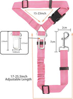 YAOHDAO Dog Seat Belt Harness for Car, Restraint Adjustable with Elastic Bungee Buffer Headrest for Vehicle, 360 Degree Swivel Nylon Pet Safety Seat Belts Heavy Duty Car Harness for Dogs (Pink)