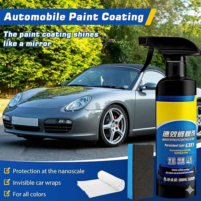 2PCS Car Coating Spray, 17.6 oz Quick Effect Coating Agent, Oil Film Emulsion Glass Cleaner, Polish Spray Waterless Wash Wax, Spray Wax Polish for Car Scratches