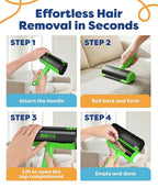 Triton Pet Hair Removal Tool w/Fur Trapping Compartment, 60% Smaller Storage Size, Reusable Shedding Roller, Cat and Dog Hair Remover for Car, Furniture, Carpet, Couch (Green)