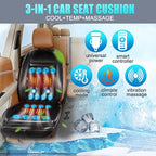 Leather Cooling Car Seat Cover, Breathable Mesh Cooling Car Seat Cushion with Massage & 16 Fans, 3-in-1 All-Season Ventilated Seat Cover for Car SUV Truck Universal Fit (Black-1)