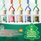 Boao 50 Pcs Christmas Employee Appreciation Gifts Empty Hanging Car Air Freshener Diffuser Bottles Bulk Essential Oil Glass Bottle Pendant with Christmas Tree Cards & Stickers for Perfume Fragrance