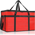 PEASUG Insulated Bags for Food Delivery, XXXL Pizza Delivery Bags, Large Capacity Cooler Bag Keep Food Warm for Grocery Shopping and Catering, Foldable, Heavy-Duty (Red)