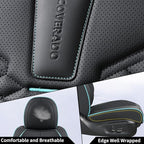 Coverado Leather Seat Covers, Car Seat Covers Full Set, Nappa Leather Seat Covers for Cars, Car Seat Protector Waterproof, Black Car Seat Cover, Universal Seat Cover Fit for Most Cars(Black&Blue)