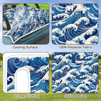 Golf Cart Seat Covers, Blue Golf Cart Seat Towel Blanket Club Car for Golf Lover, Wave Golf Cart Accessories, Keep Seat Comfortable and Cool for 2-Seat Golfs Carts, Gifts for Christmas Thanksgiving