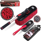 Car Duster Exterior Scratch Free,Car Dusters Extendable Handle Cleaning Exterior,Detailing Brush Kit for Truck,SUV,Caravan,Motorcycle,Wax Cotton Fabric,Waterless Wash Equipment