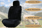 SHEEPSKIN ELITE Premium Sheepskin Car Seat Cover - All Season Comfort and Protection, Easy Installation (56" x 23", Black Color)