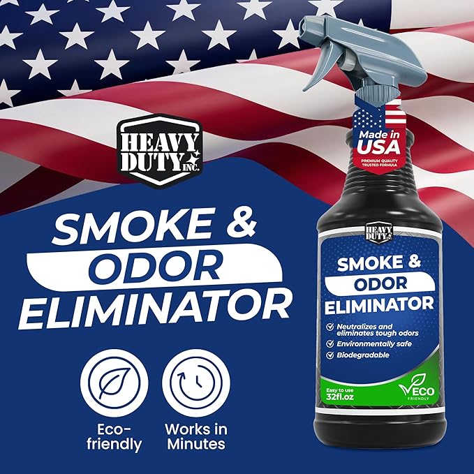 Heavy Duty Odor Eliminator Spray - 32 fl oz - Professional Strength Deodorizer for Pet, Food & Fire Odors - Non-Toxic, Fast-Acting & Residue-Free Formula - Multi-Surface Use