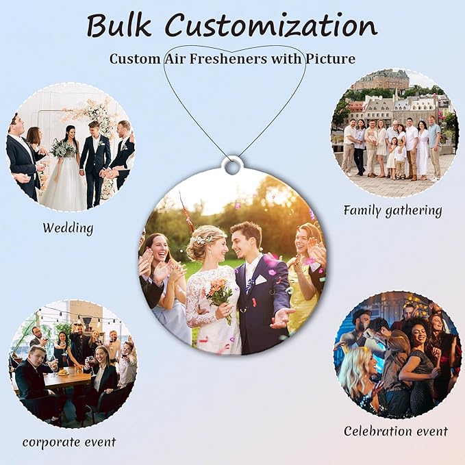 10-1000 Pcs Custom Air Fresheners with Picture - Double Sided Personalized Car Air Freshener with Photo & Logo, Hanging Auto Accessories & Custom Gifts for Branding Business Events (Rount)