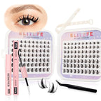 Lash Extension Kit DIY Lash Clusters Kit Eyelash Extensions Individual Lashes Extensions with (Bond,Seal, Tweezers,Remover,140Pcs, Leaves,8-18)