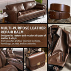 Leather Recoloring Balm and Scratch Repair Kit, Medium Brown Leather Restorer for Couches, Furniture, Car Seats, Leather Paint & Stain for Sofa, Chairs, Bags, and More